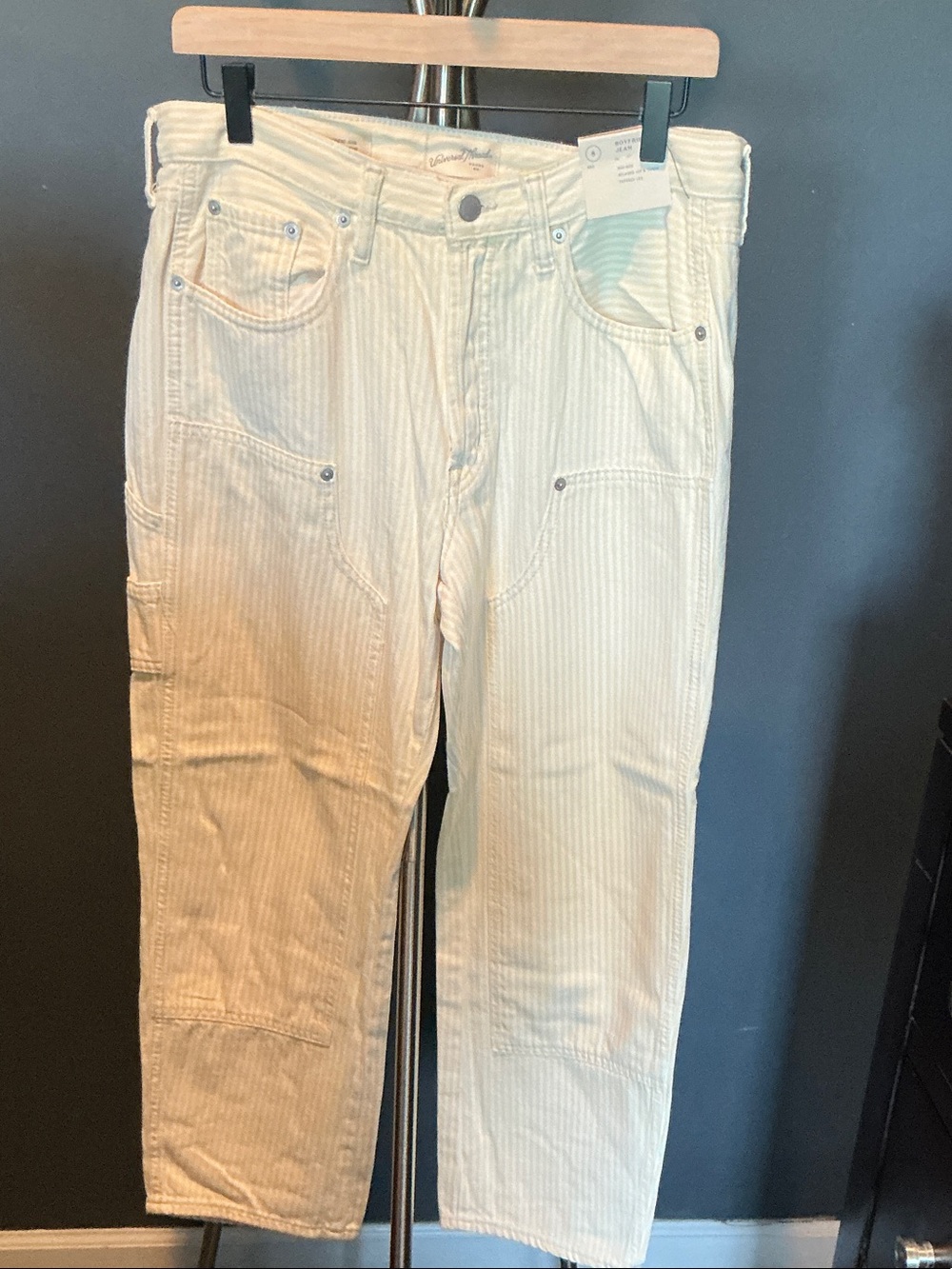 Boyfriend Jeans - Women's Cream Striped Boyfriend Jeans